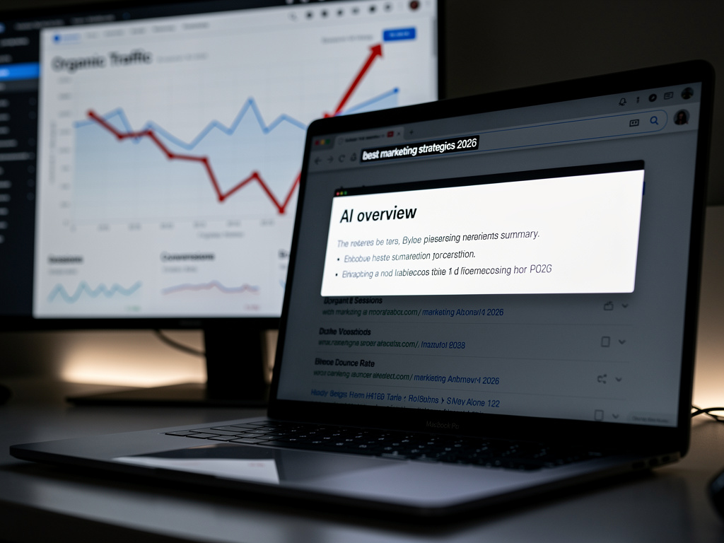 Introdução sobre a queda no tráfego orgânico causada pelos resumos de IA do Google, mostrando o problema que empreendedores digitais estão enfrentando.