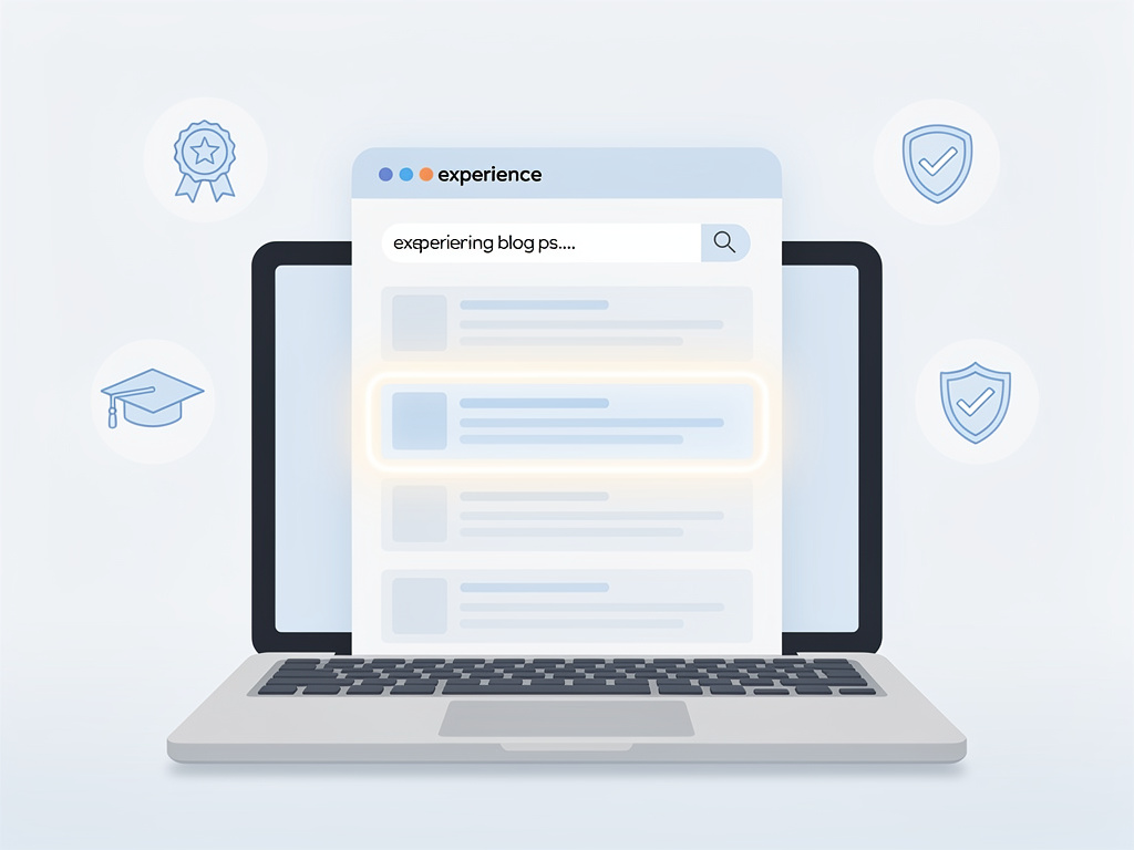 Explicação sobre as diretrizes de qualidade do Google (E-E-A-T) e como conteúdo com experiência humana se destaca nos resultados de busca.