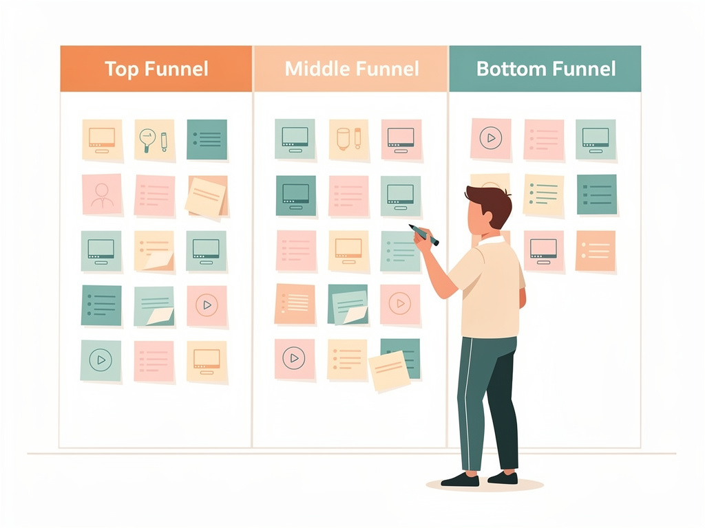 Etapa prática de como montar o funil de conteúdo no blog, com foco em planejamento e ação