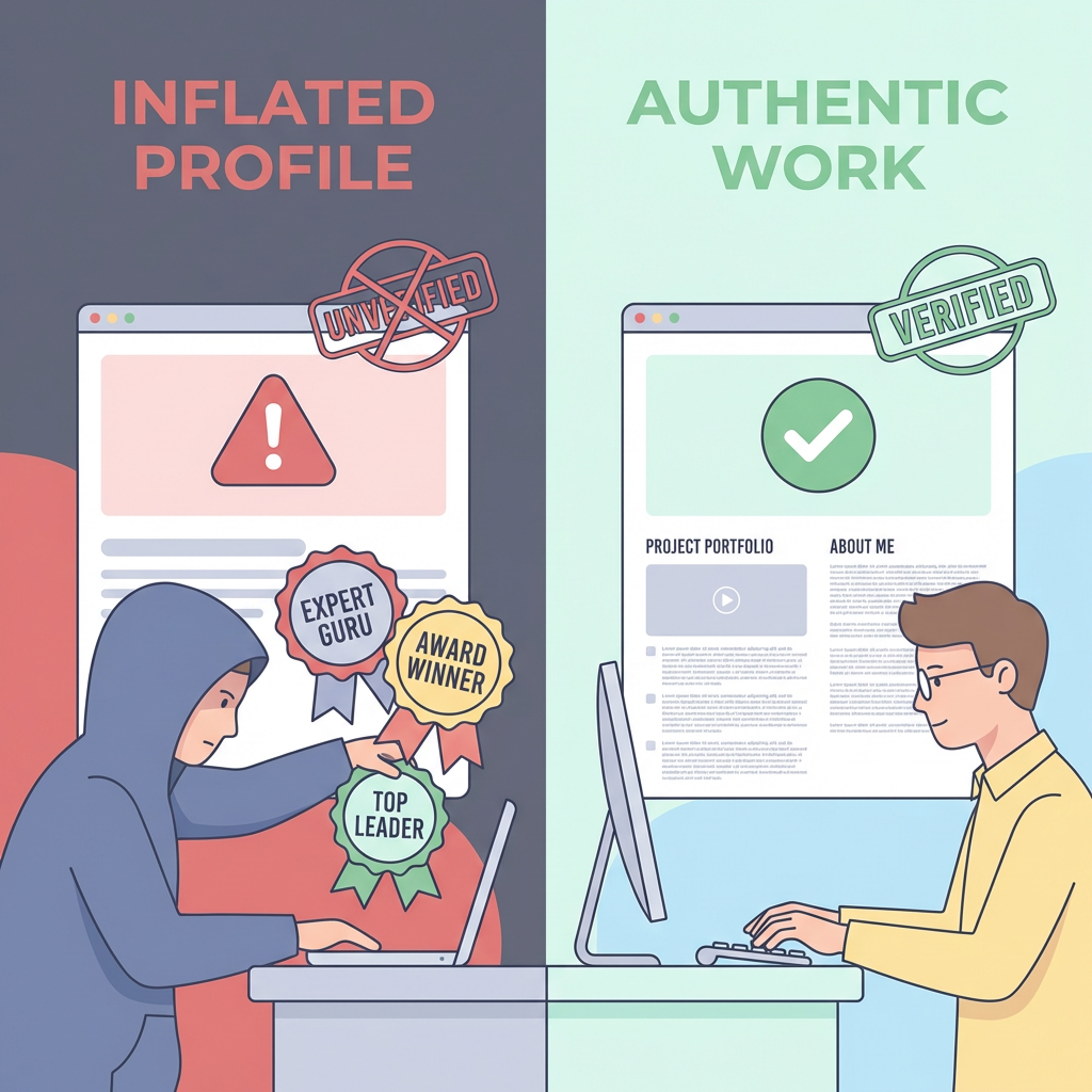 Seção sobre os erros comuns ao tentar aplicar E-E-A-T, como adicionar credenciais falsas e não se preocupar com a qualidade real do conteúdo.